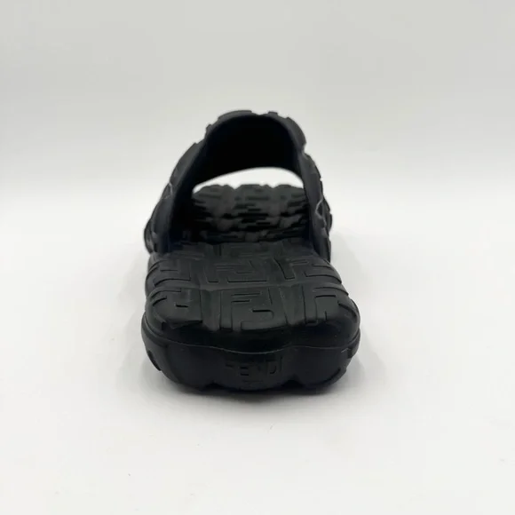 Fendi Black Logo Embossed Rubber Cloud Slides Size - 7 - Picture 4 of 10